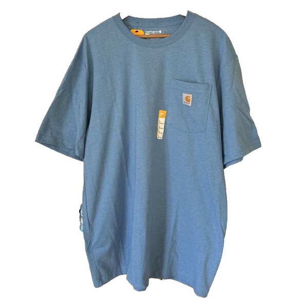 Men's Carhartt Pocket Tee Shirt Large Tall Blue Loose Fit K87-M Active Work NWT - Picture 9 of 10